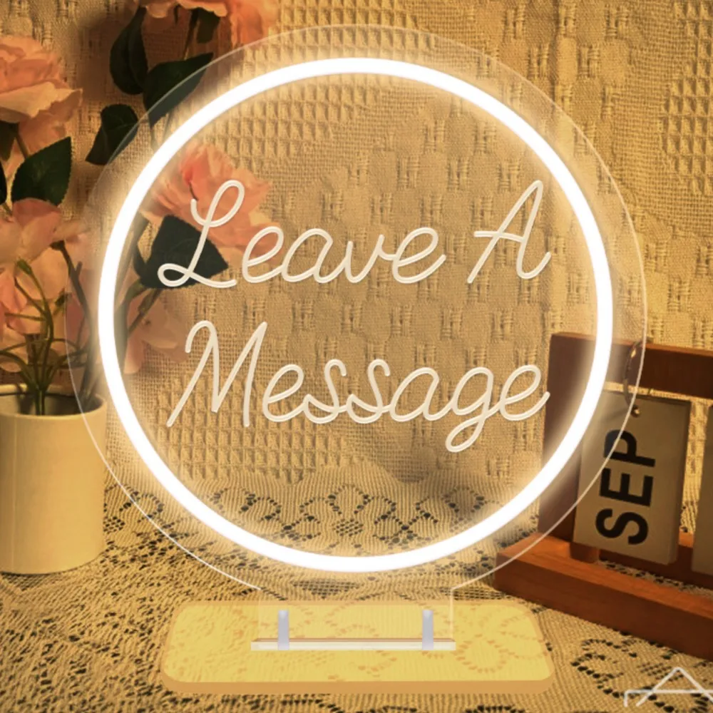 Неоновая наклейка оставьте сообщение неоновые огни украшение для спальни