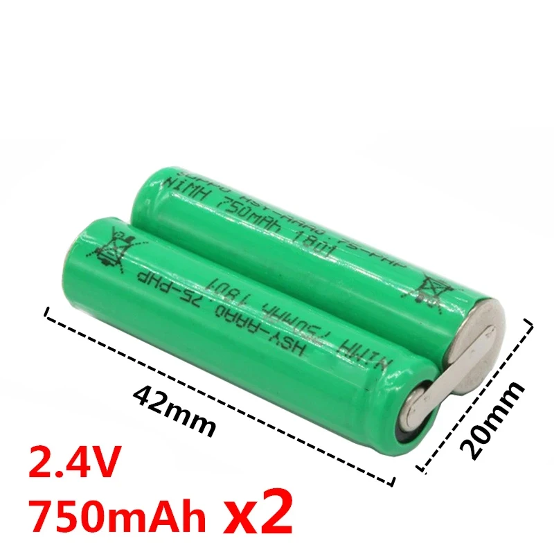 Фото 2 шт./упак. 2,4 В 750 мАч Ni-Mh аккумулятор HSY-AAA0.75-PHP для электробритв Philips HC3410 HC3426 HC5446 HC5447 HC5450 BT9290 QC5130 №2