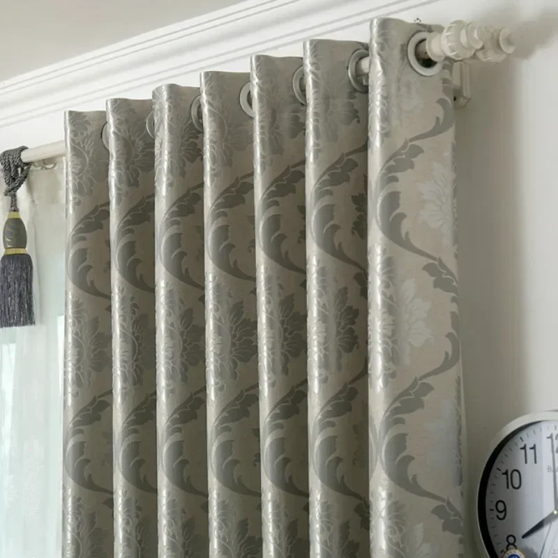 DZQ Silive Grey Jacqard Pattern Шторы для спальни Гостиная Столовая Eueropen Большая оконная
