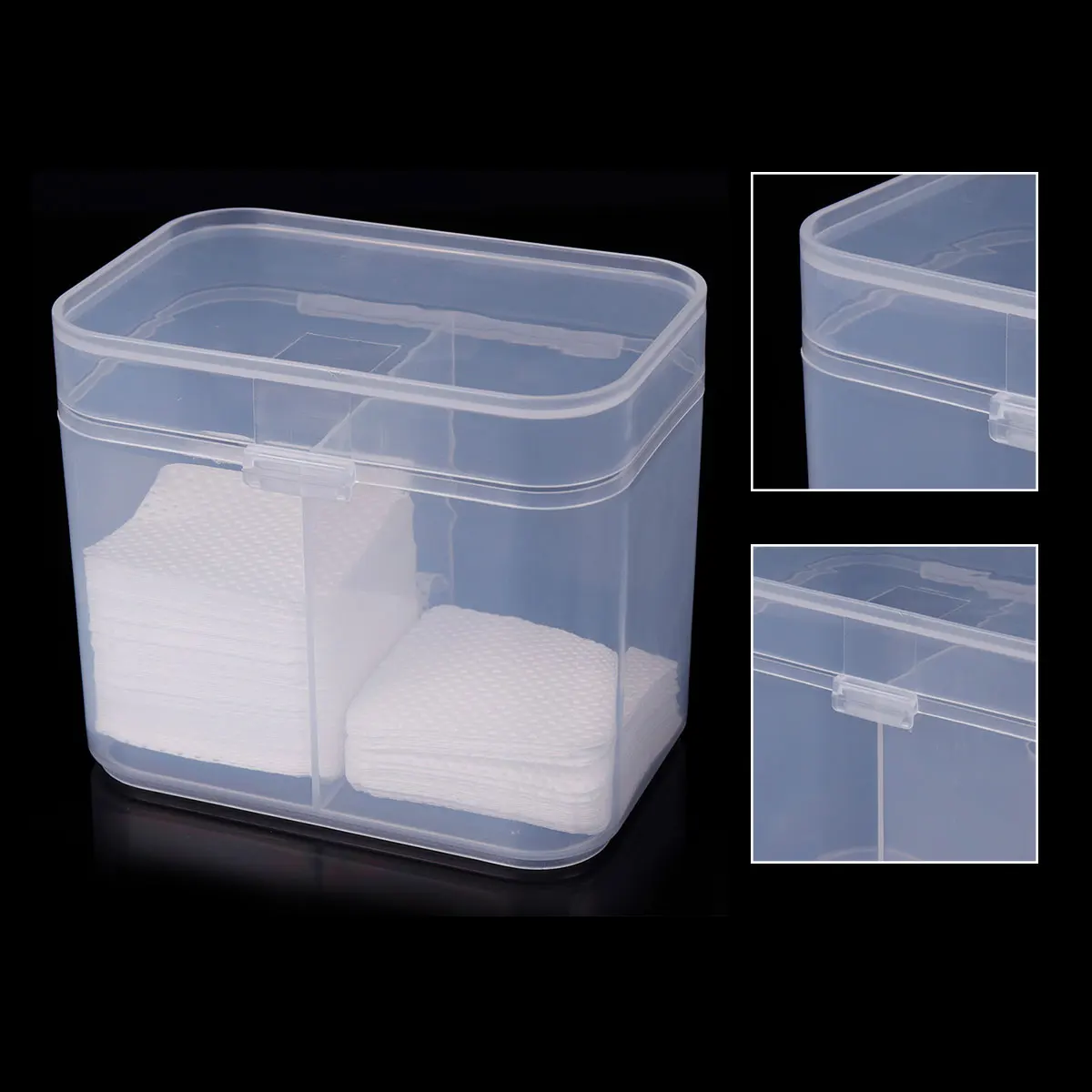 Пластиковые ватные диски Monja с двойной сеткой для чистки ногтей прозрачный ящик