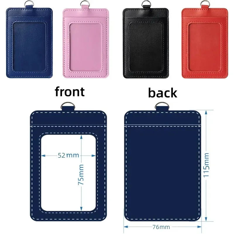 

PU Leather Card Case Credentials Badge Holder Transparent ID Work Cards Sleeve Name Tag Employee Access Card Holder