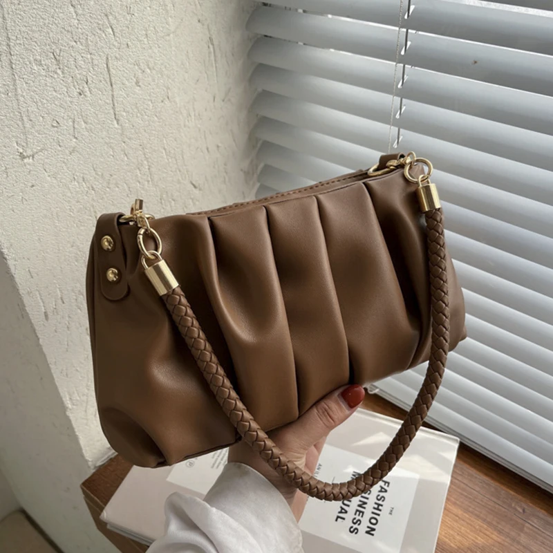 

Роскошная женская сумка из искусственной кожи, Брендовые женские сумки с клапаном, модный дизайн, новинка 2022, плиссированные винтажные сумк...