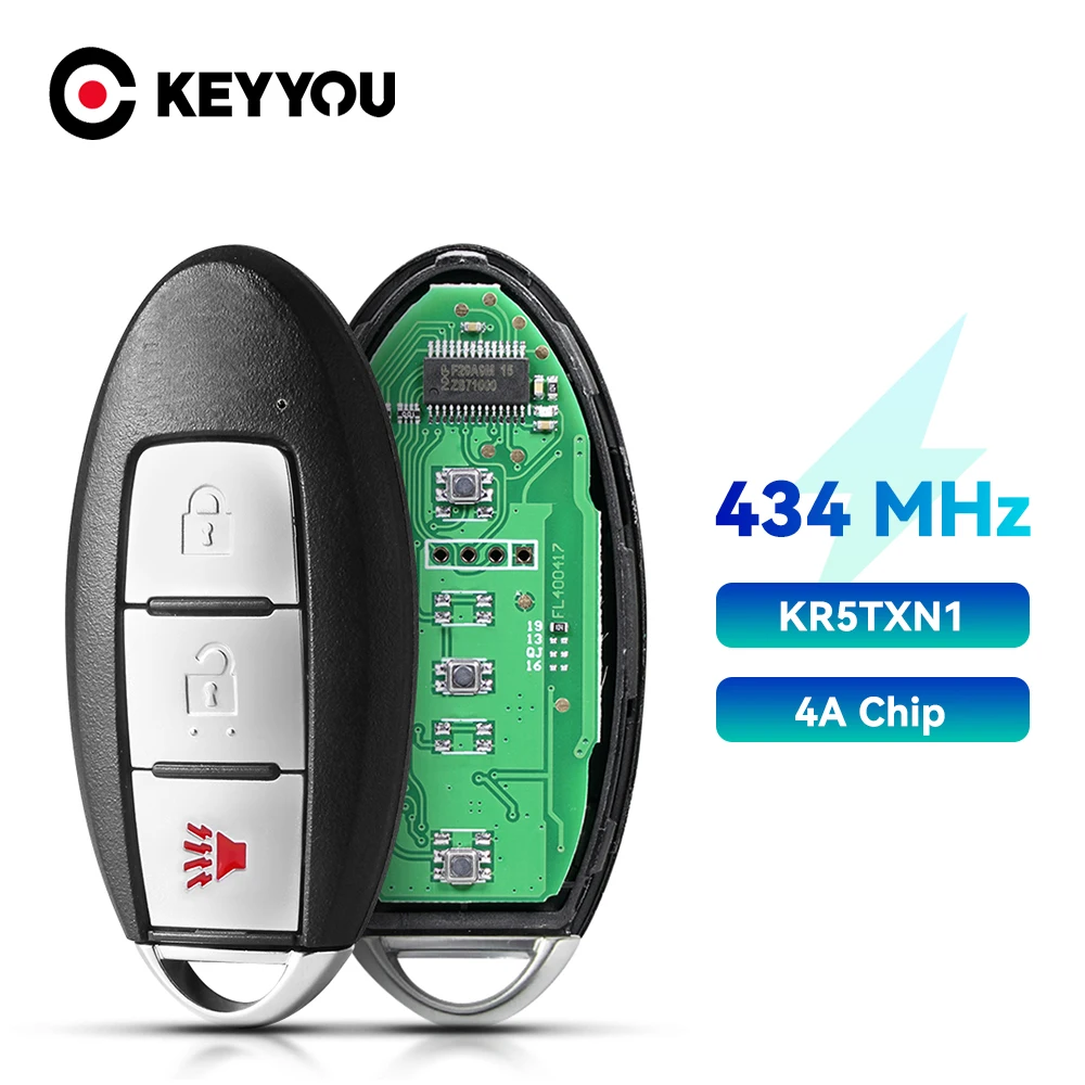 

KEYYOU 433Mhz KR5TXN1 KR5TXN3 4A Chip Smart Remote Control Key For Nissan Kicks 2018-2019