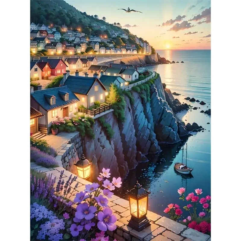 

Картина по номерам GATYZTORY, наборы С закатом у моря, домашний декор, Раскраска по номерам, рисунок на холсте, ручная роспись, художественный подарок