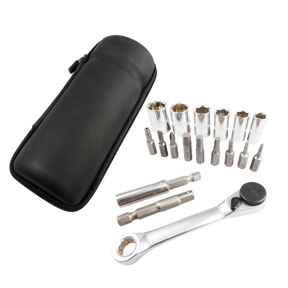 

Hexagonal Bits Universal Steel With Bag Manual Portable Cycling Extension Rod Bicycle Repair Tools Ratchet Wrench Set Outdoor