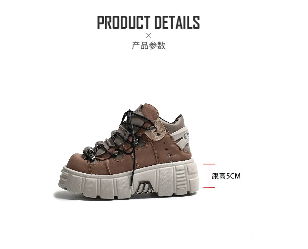 Spring New Spanish Punk Small Leather Street Shooting Retro Rock Shoes Women's Metal Platform Casual Pumps