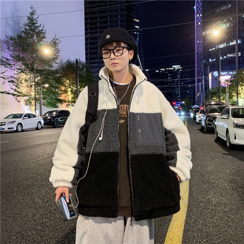 

Winter 2023 New Fashion Lazy Wind Casual Fleece Coat, Matching Color Warm Loose Fleece Jacket casaco masculino