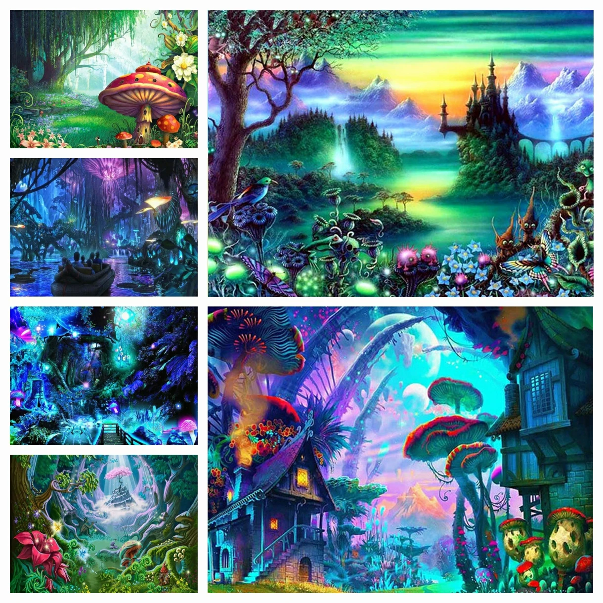 

5D DIY Diamond Painting Mushroom And Elves Mosaic Embroidery Full Drill Cross Stitch Kits Art Handicraft Rhinestone Home Decor