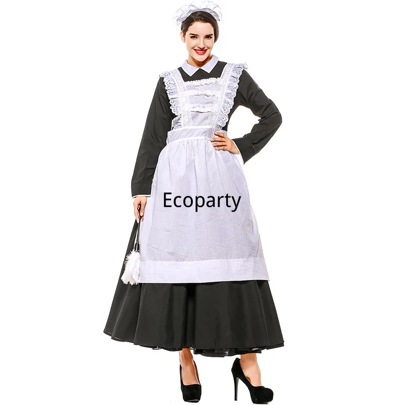 

Adult Victorian Maid Poor Peasant Servant Fancy Black and White Dress French Wench Manor Maid Costume Outfit Suits50