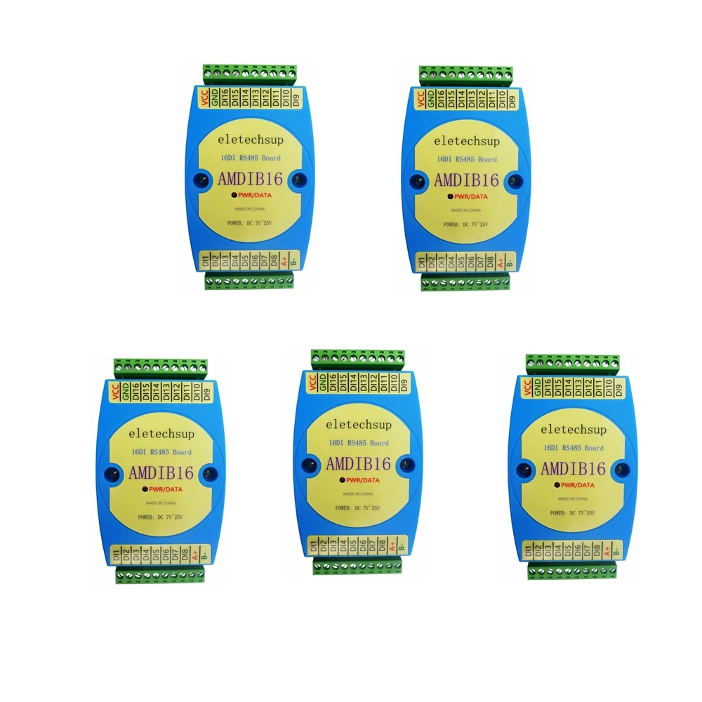 

5PCS DC 7-24V 16DI RS485 NPN PNP Digital Input Module MODBUS RTU PLC IO Board AMDIB16