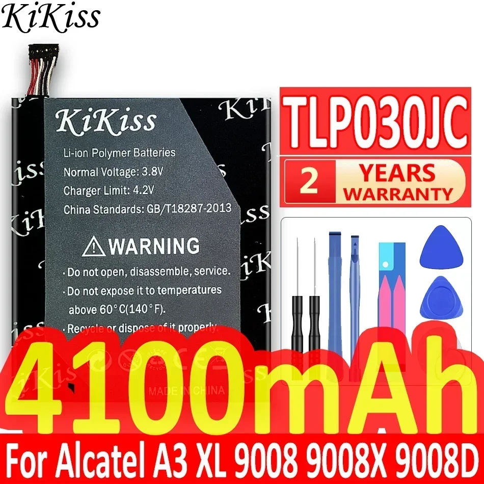 Аккумулятор KiKiss 4100 мАч TLP030JC для ALCATEL A3 XL 9008D 9008X CAC 3000034 Мобильный телефон CC