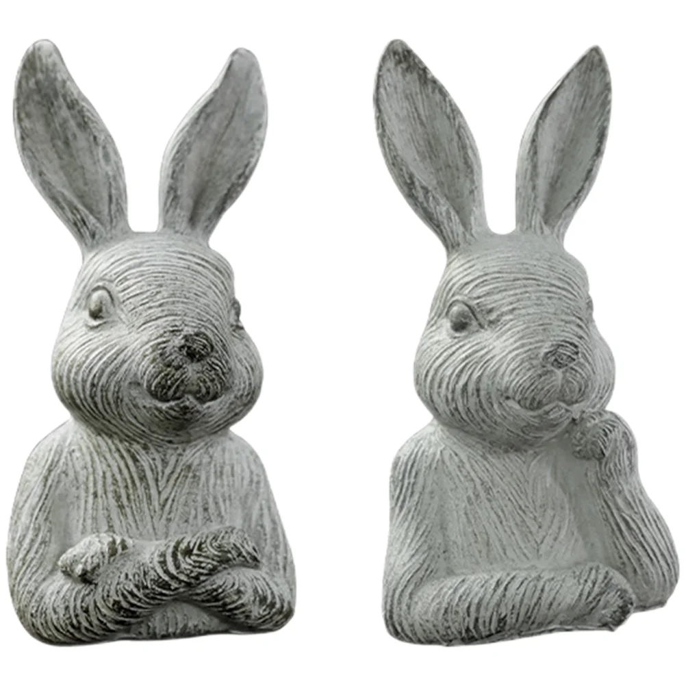 

Миниатюрная декоративная модель кролика, 2 шт., декоративные статуи из смолы для поделок, украшение для автомобиля, уличное украшение для кролика, животного