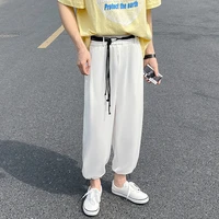 summer thin casual pants men fashion gray black white ice silk pants men korean loose straight pants mens trousers m 2xl