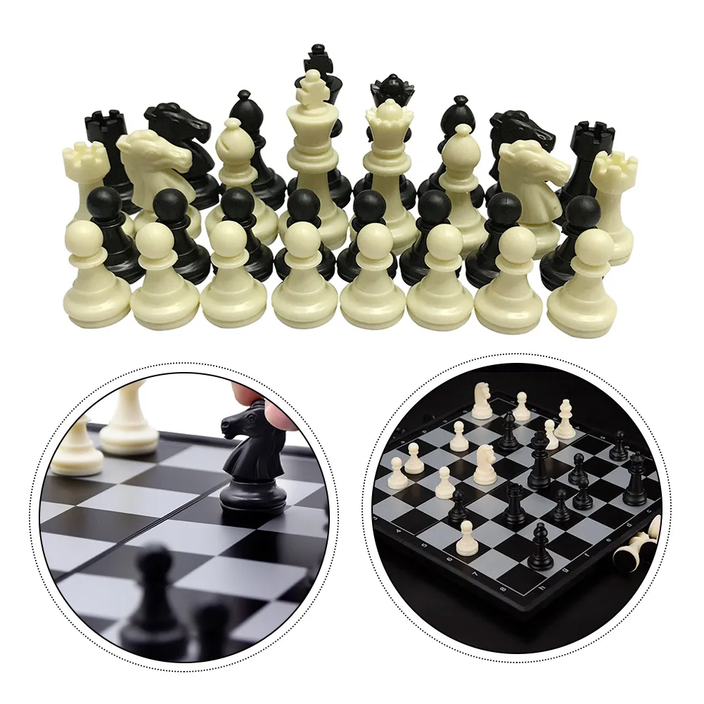 

32pcs Plastic Chess Pieces Complete Chessmen International Word Chess Set Chess Piece Entertainment Accessories Multiple sizes