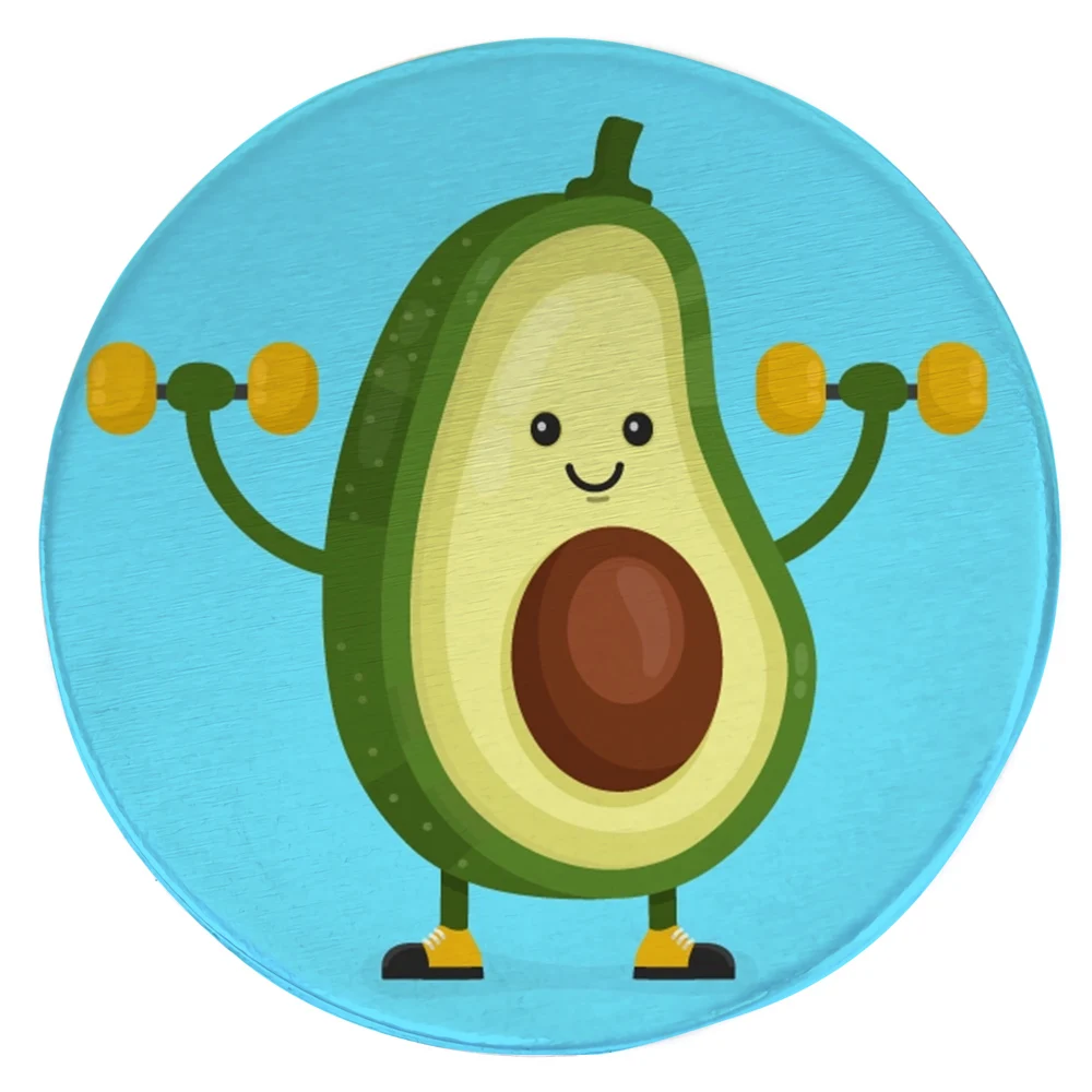

Симпатичный круглый ковер CLOOCL, милый мультяшный анти-скользящий фланелевый коврик с 3D-принтом для упражнений в виде авокадо, гантели для де...
