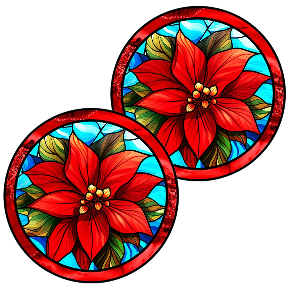 

2 Pcs Christmas Window Stickers Wreath Cling Glass Xmas Indoor Decorations Pvc Home Clings Party Decal