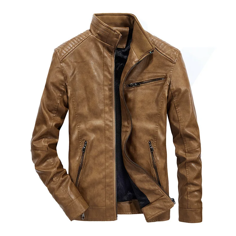

Мужская кожаная куртка для осени и зимы, новинка 2023, трендовая Красивая локомотивная плюшевая куртка из искусственной кожи в деловом стиле, 5XL
