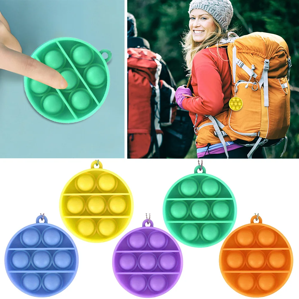 

Silicone Autism Push Bubble Sensory Keychain Squeeze Decompression Toy Educational Relief Stress Simple Dimple Fidget Toy