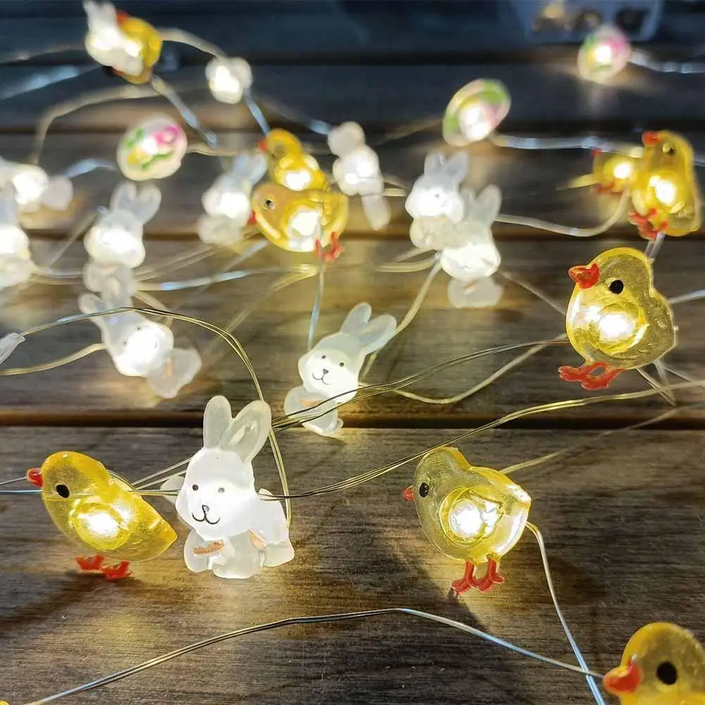 

Светящаяся гирсветильник в виде пасхальных яиц, 2 м, кролик, кролик, светлые красочные яйца, цыплята, украшение на День Пасхи для дома 2022, част...