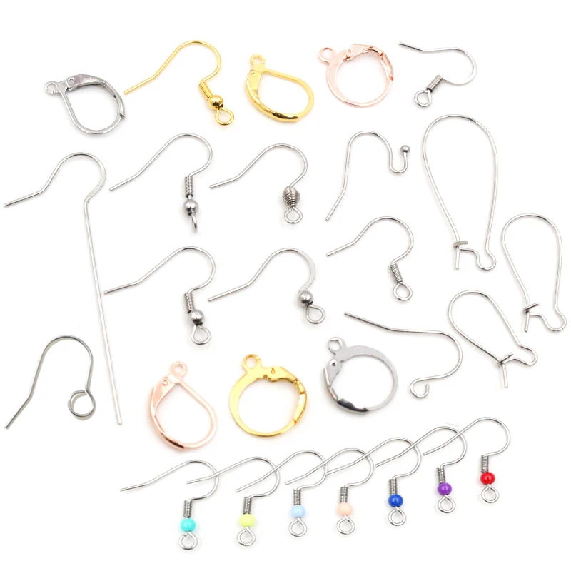 (Never Fade) High Quality 316 Stainless Steel DIY Earring Findings Clasps Hooks Jewelry Making Accessories Earwire