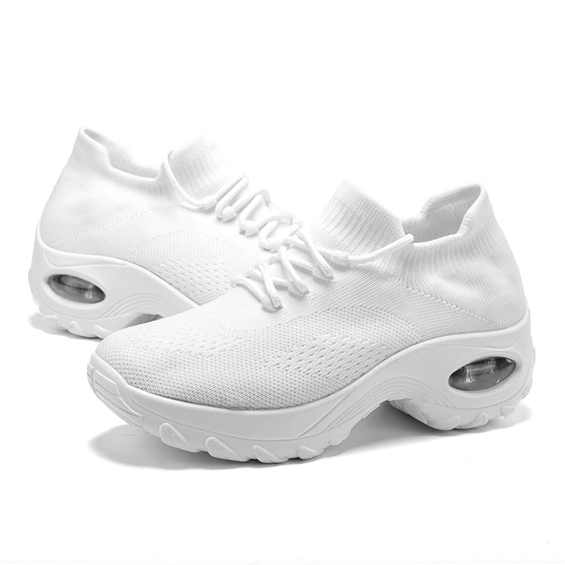 Running Shoes Air Cushion Women's Shoes Breathable Mesh Woven Lace Shoes Outdoor Sports Shoes Women Fashion Sneakers