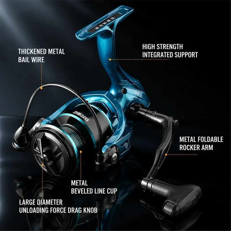 Фото TEBEN Sea Tiger Blue Sea Saltwater – Дальнобойная спиннинговая катушка, устойчивая к коррозии, металлическая рыболовная катушка для морской рыбалки с берега, экономичная. №2