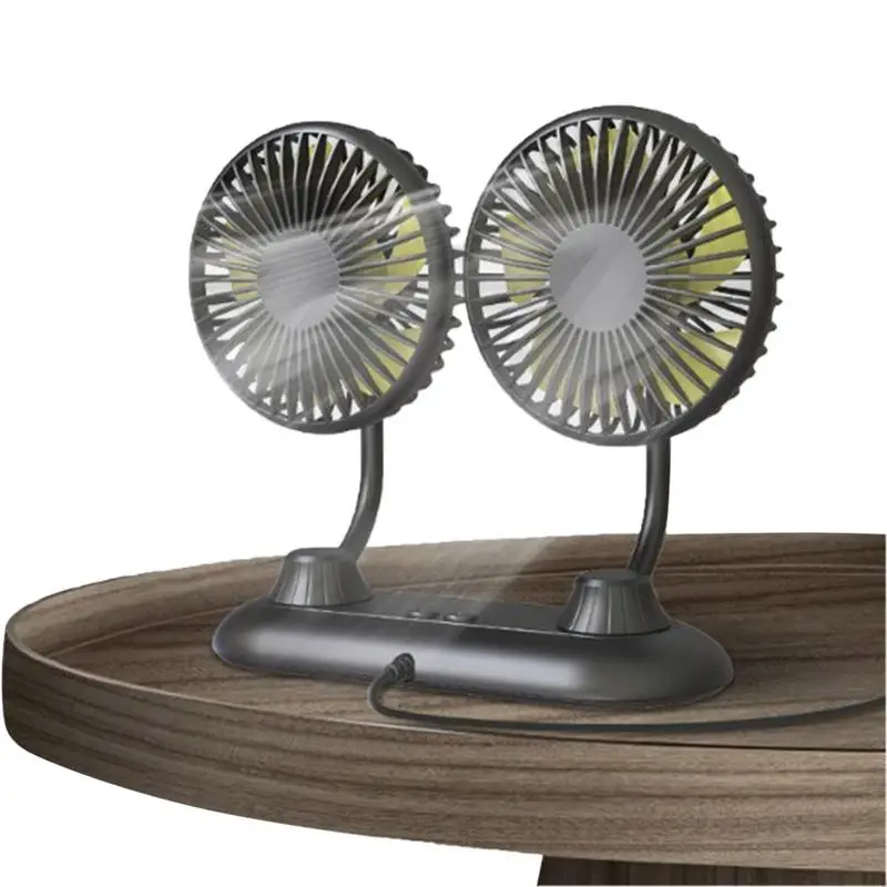 

Auto Fan For Cars Electric Car Fan Rotatable Dual Head Strong Wind Ultra Quiet Operation Vehicle Cooling Fan For Dashboard Suv