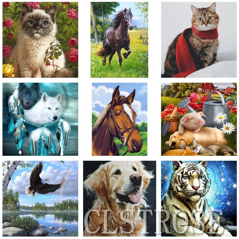 

Cute Animal 5D Diy Diamond Painting Dog Cat Tiger Horse Pig Mosaic Art Cross Stitch Kits Diamond Embroidery Home Decor Pictures