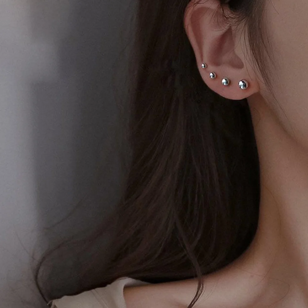 

2mm-8mm Small Ball Earrings Female Trendy Simple and Cute Sleeping Without Wearing Teen Ear Pierced Jewelry for Women 2023 New