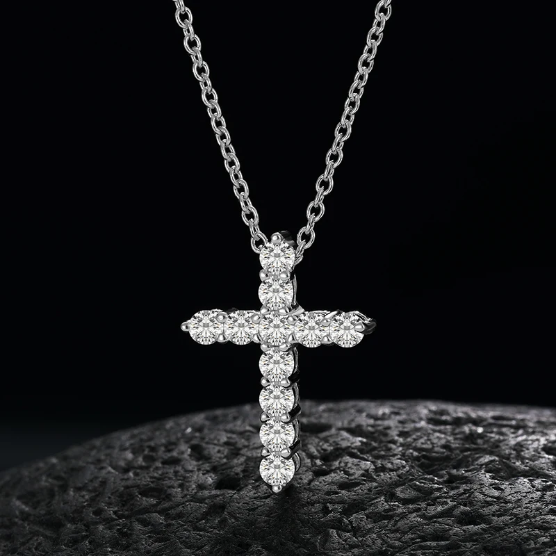 Ожерелье с крестом из муассанита 3 мм 4 5 сертифицированное GRA S925 серебряная