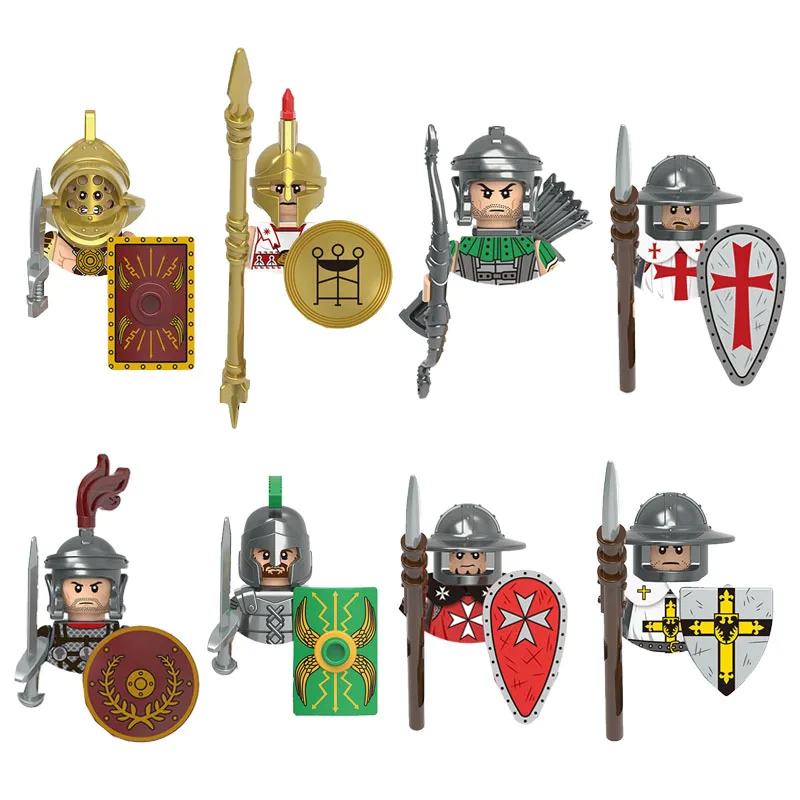 

Medieval Mini Legion Soldiers Roman Gladiator Greek Infantry Archer Knight Weapon Assembly Model Building Blocks Toy