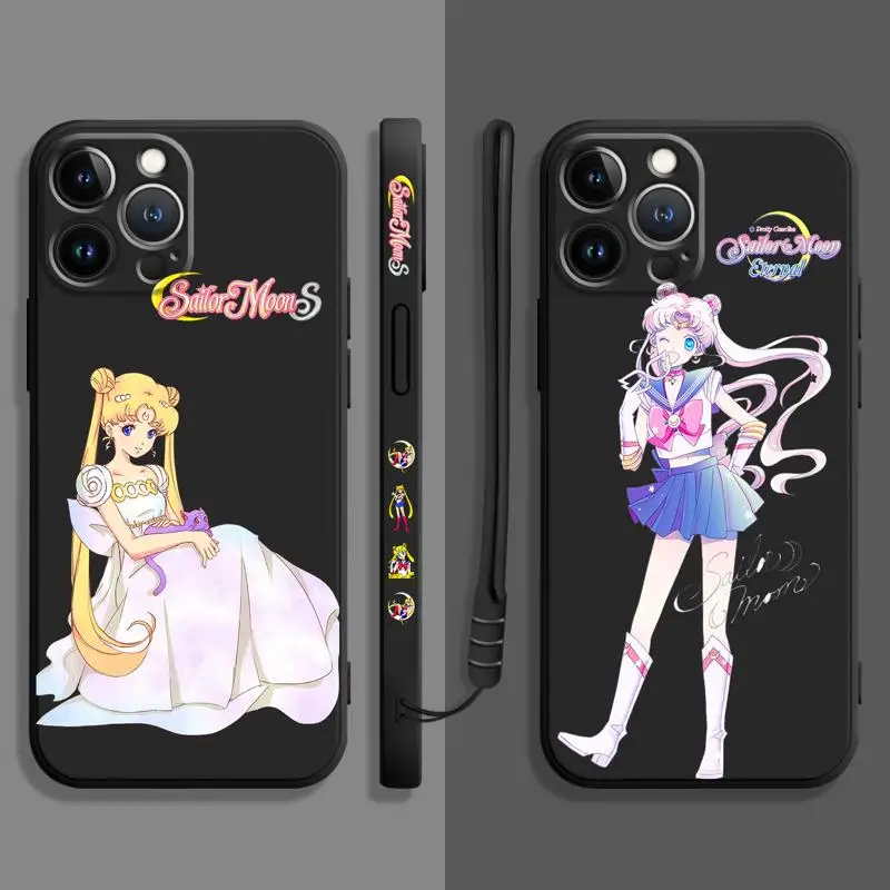 

Square Liquid Case For Apple iPhone 14 13 12 11 Pro Max 13 12 Mini XS XR X 7 8 6 6S 5 5S Plus Pretty Girl Sailor-Moon Cover