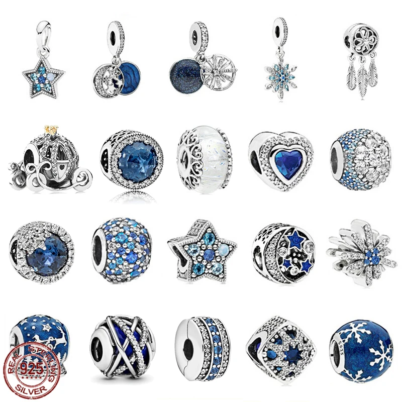 

Hot sale Blue Series Beads 925 Sterling Silver Shiny Snow Pumpkin Car Pendant fit Original Pandora Bracelet DIY Jewelry