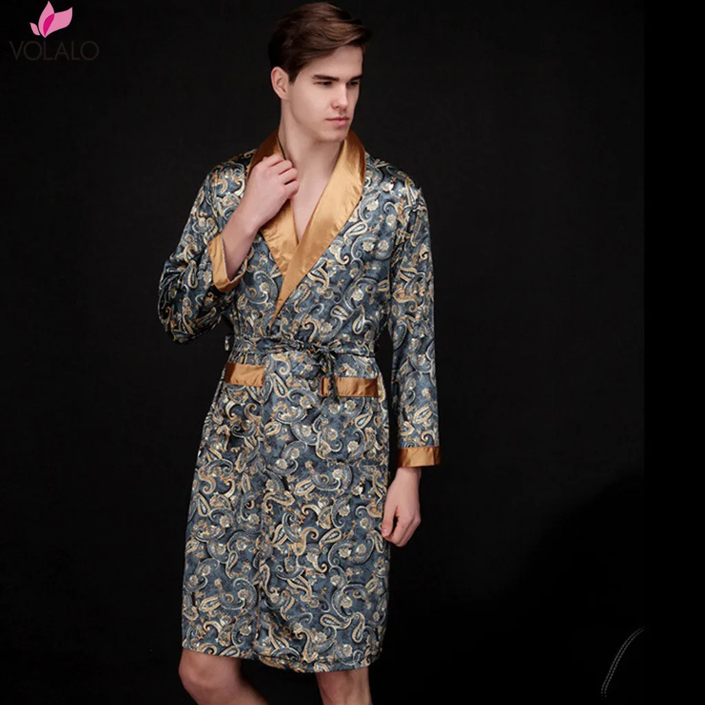 Халат Мужской Атласный пижама с имитацией шелка нижнее белье халат летняя одежда