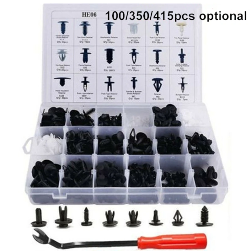 

100/350/415PCS Plastic Car Fastener Clips Body Push Retainer Pin Rivet Fastener Moulding Clip Kits For Door Trim Panel Fender