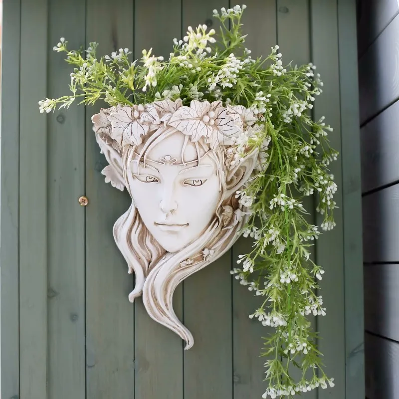 

Nordic Resin Wall Flower Vase Vintage Home Decor Courtyard Balcony Garden Decoration Outdoor Girls Lady Goddess Vase Pot