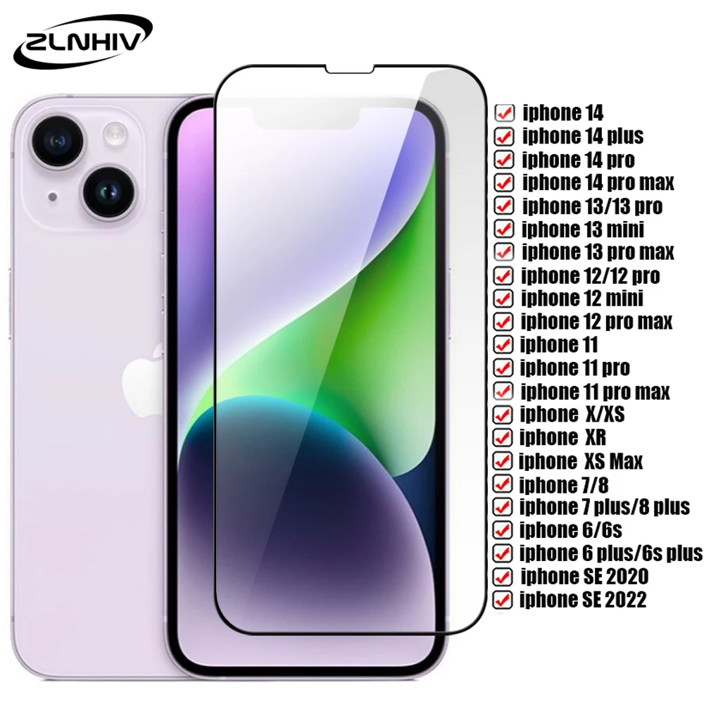 

ZLNHIV Tempered glass For iphone 14 13 12 11 pro max SE 3 mini screen protector For iphone X XS XR 6 6s 7 8 plus protective film