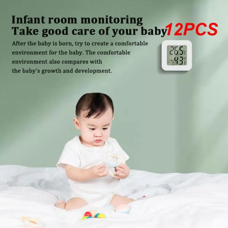 

12PCS Mini Indoor Thermometer LCD Digital Temperature Room Hygrometer Gauge Sensor Humidity Meter Indoor Thermometer Temperature
