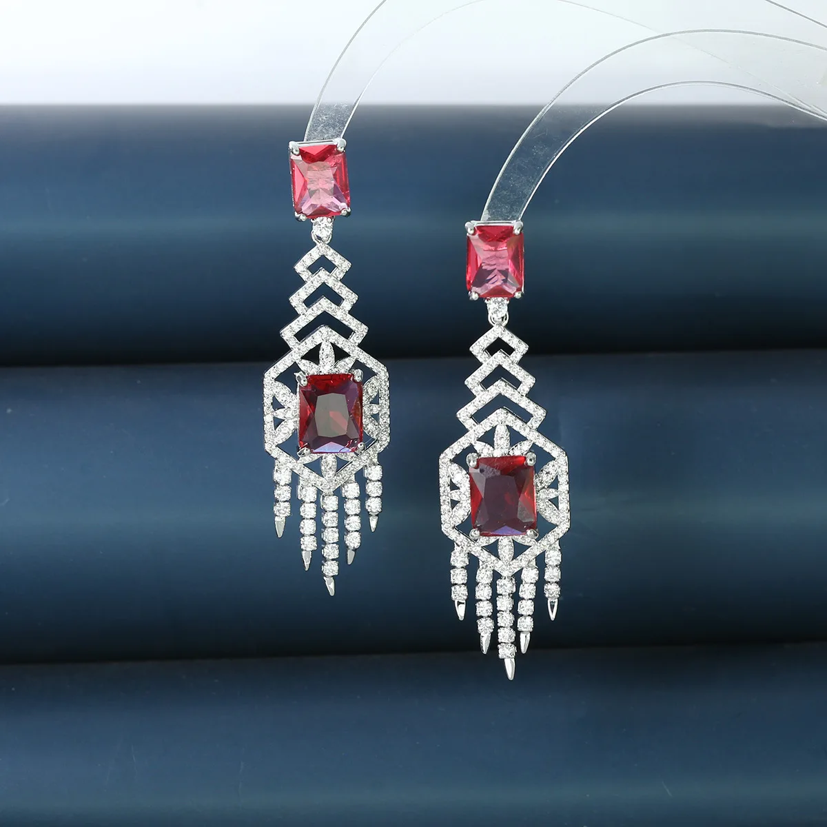 

Bilincolor 2023 New Heavy Industry Light Luxury Geometric Zircon Earrings for Women