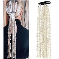 crystal pearl comb hair belt long tassel braiding headbands wedding hair accessories wedding bridal hair ornaments hair jewelry