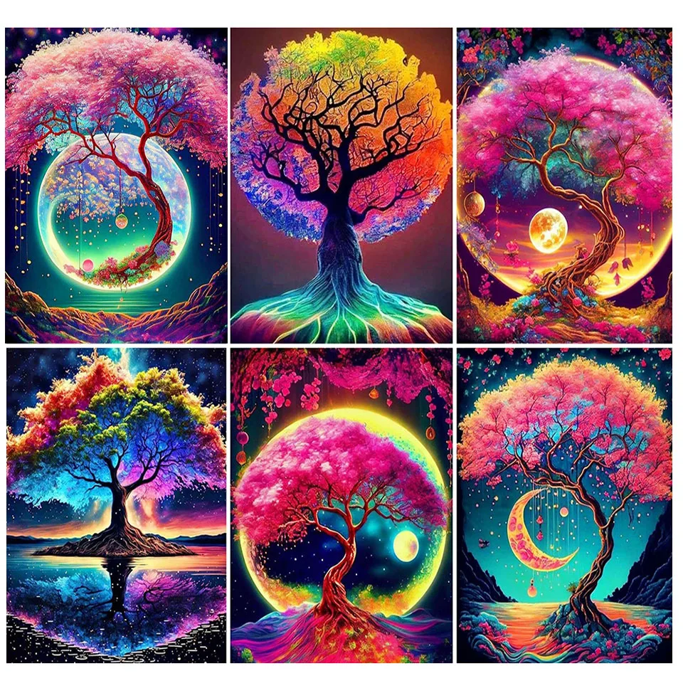 

2023 New 5D Diy Diamond Painting Kits Tree of Life Full Diamond Mosaic Embroidery Gift Landscape Handmade Home Decor Wall Art