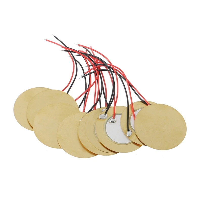 

T8WC 10pcs 12mm Plate Piezo Buzzer Piezoelectric Ceramic Buzzer Welding Wires for DIY Pressure Speaker