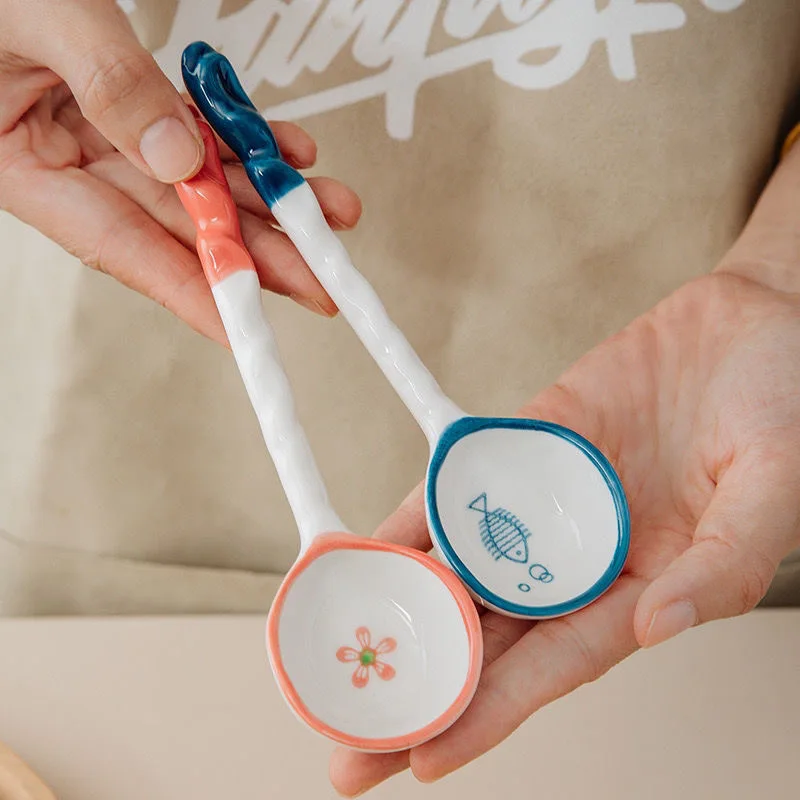 

Ceramic Spoon Household Tableware Coffee Cereal Spoon Cutlery Gift Dessert Scoop Jam Spoon Kitchen Tableware