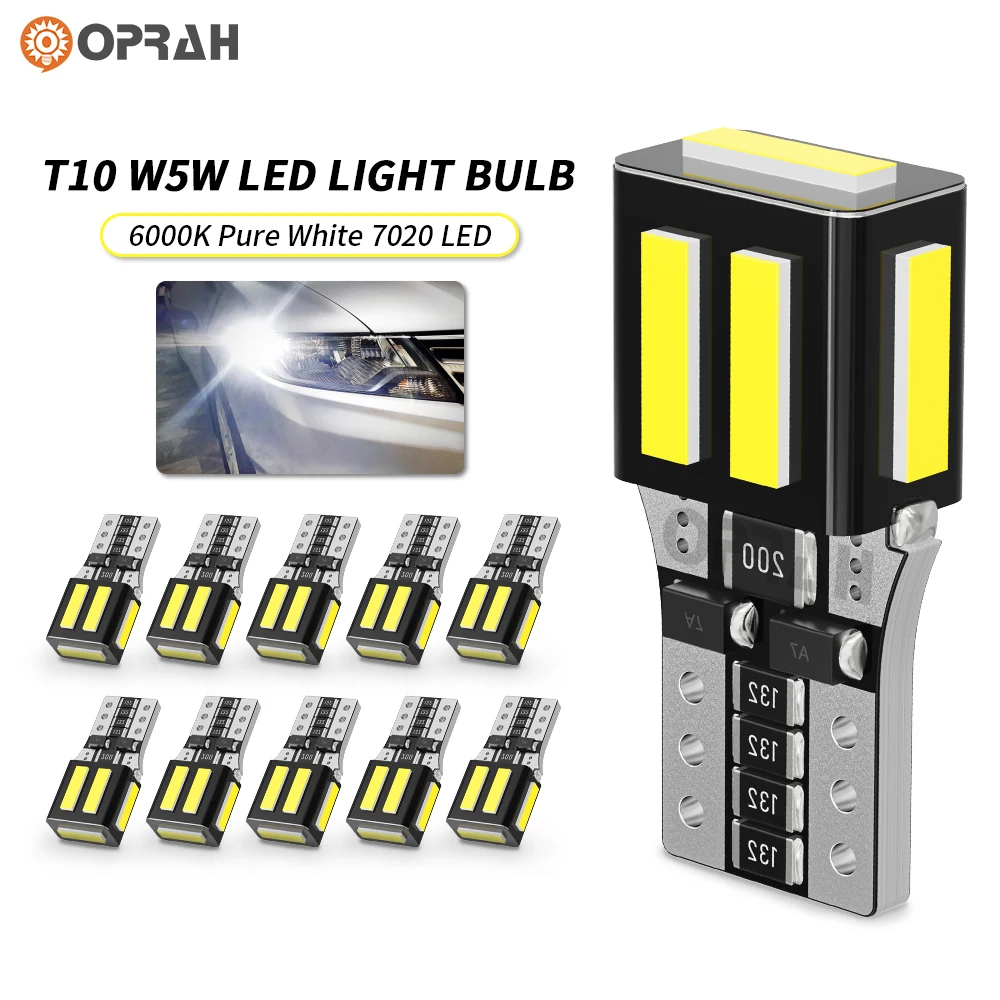 Oprah 2/10 шт. W5W T10 светодиодный Canbus без ошибок 7020 7SMD автомобильные парковочные огни Интерьер Карта Купол фонарь для чтения Белый 12 В