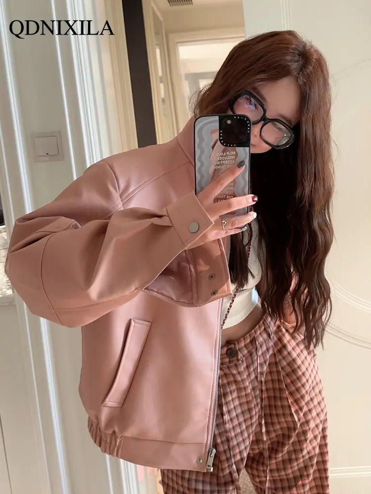 Women's Leather Jacket Spring Jacket Women New Coat & Jacket Loose Slim Lapel Leather Coat Women Jacket Top Leather Jacket Women