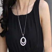 women long chain necklace round pendants necklaces statement jewelry gifts for women