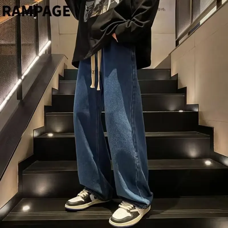 Vintage Jeans Men's Spring Autumn Straight-Leg Loose-Fit Trendy Brand Wide-Leg American Style High-Street Versatile Casual Long