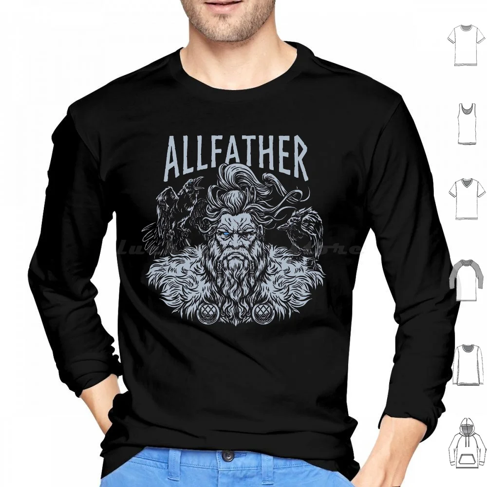 

Norse Viking Mythology Allfather Odin Huginn Muninn Hoodies Long Sleeve Odin Viking Norse Pagan Vikings Runes Mythology