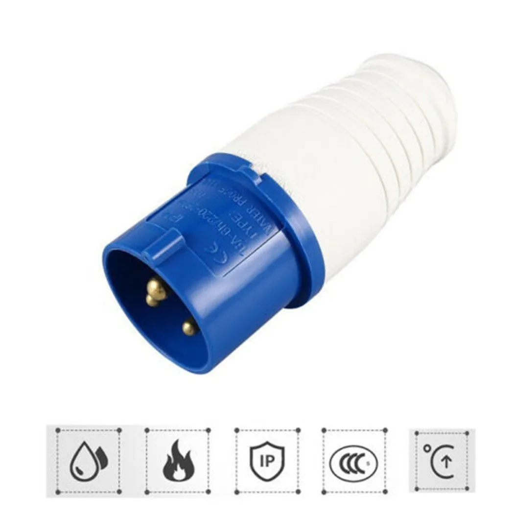 

+EARTH Industrial Waterproof Plug Socket 16A 240V BLUE EARTH SOCKETS & + INDUSTRIAL IP44 MALE/FEMALE PIN PLUGS