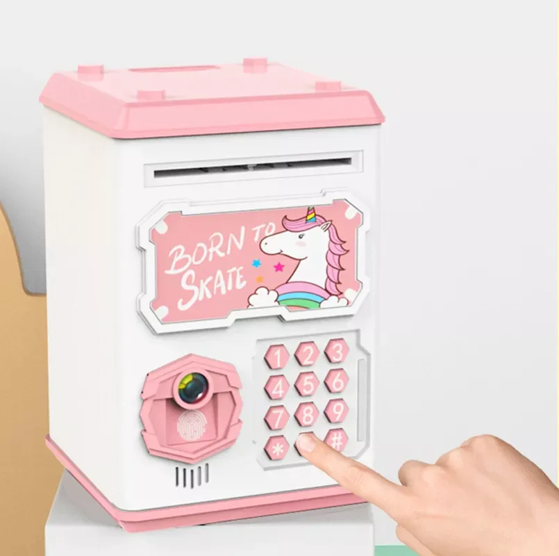

Electronic Fingerprint Face Recognition Piggy Bank ATM Password Money Box Saving Box For Coin Deposit Banknote Safe Kid Gift